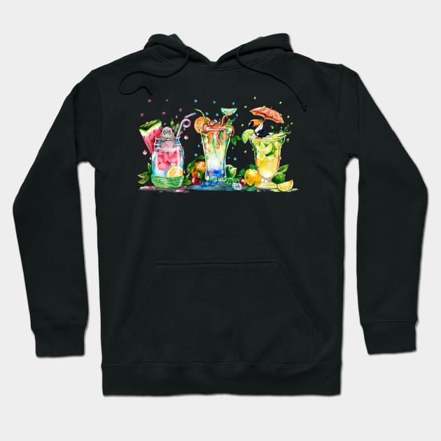 Cute animals and Cocktails Hoodie by KimLeex